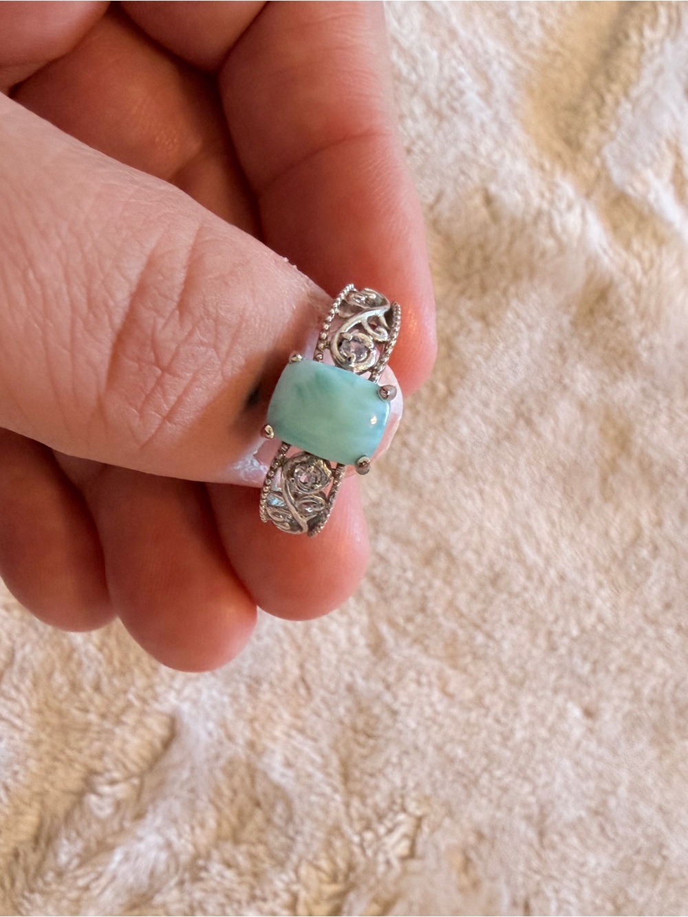 Silver larimar gemstone